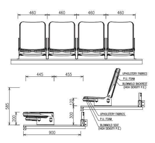 Ghế hội trường nhập khẩu Hàn Quốc MS-1000W