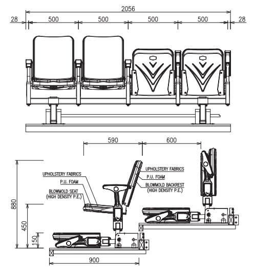 Ghế hội trường nhập khẩu Hàn Quốc MS-2000A