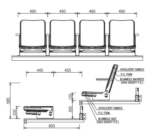Ghế hội trường nhập khẩu Hàn Quốc MS-2000FA