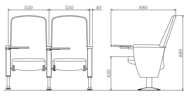 2D Ghế hội trường nhập khẩu Hàn Quốc MS-729TB 2D Ghế hội trường nhập khẩu Hàn Quốc MS-729TB