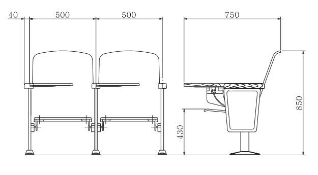 2D Ghế hội trường nhập khẩu Hàn Quốc MS-735TB