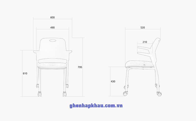 Kích thước ghế glory 03