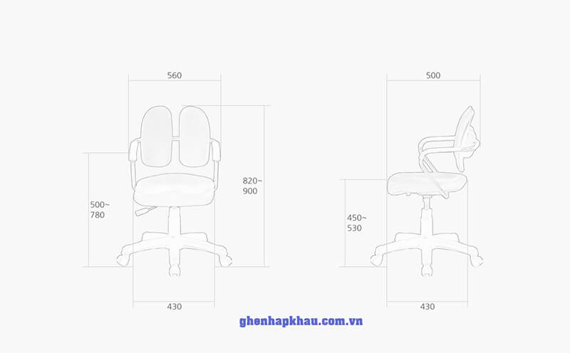 Kích thước ghế trường học cho trẻ nhỏ STU-KID
