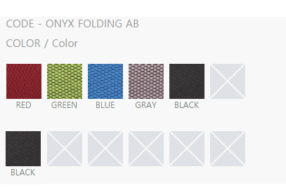 Ghế gấp nhập khẩu ONYX06 1 thông tin màu sắc ghế folding AB BL