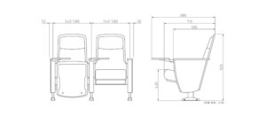 Kích thước Ghế hội trường HS-1032MB-S