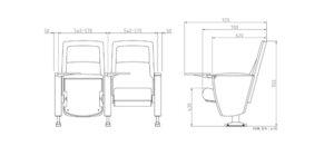 Kích thước Ghế hội trường HS-3411MB-S