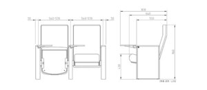 Kích thước Ghế hội trường HS-35100MB-S