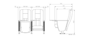 Kích thước Ghế hội trường HS-5023MB-S