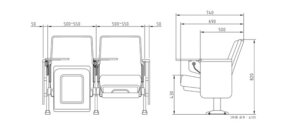 Kích thước Ghế hội trường HS-800B-S