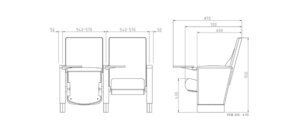 Kích thước Ghế hội trường HS-9214MB-S