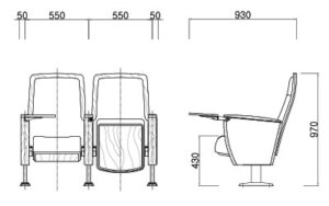Kích thước Ghế hội trường HY-1037D