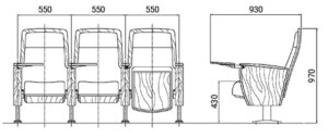 Kích thước aGhế hội trường HY-1038SD