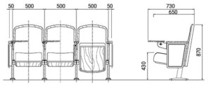 Kích thước Ghế hội trường HY-1040D