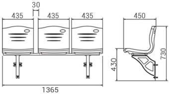 Ghế sân vận động H3-UBL(W) 1 Kích thước Ghế sân vận động H3-UBL(W)