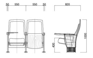 Kích thước ghế Ghế hội trường HY-1031D