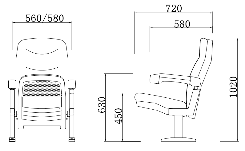 Ghế rạp chiếu phim JY-616S 4 Kích thước Ghế rạp chiếu phim JY-616S