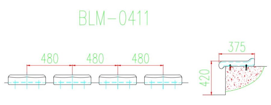 Ghế sân vận động BLM-0411 4 Kích thước Ghế sân vận động BLM-0411