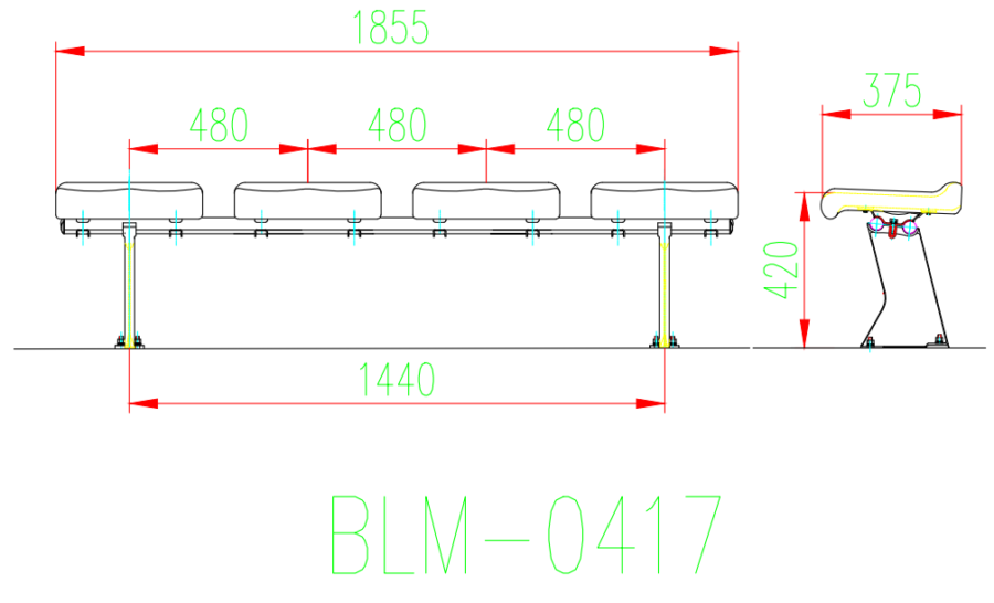 Ghế sân vận động BLM-0417 4 Kich thuoc Ghe san van dong BLM 0417
