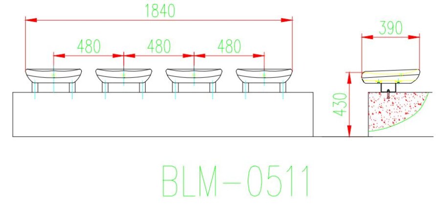 Ghế sân vận động BLM-0511 4 Kích thước Ghế sân vận động BLM-0511