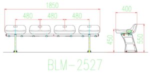 50 Mẫu ghế khán đài nhà thi đấu lưng cao, lưng thấp 21 Kích thước Ghế sân vận động BLM-2527