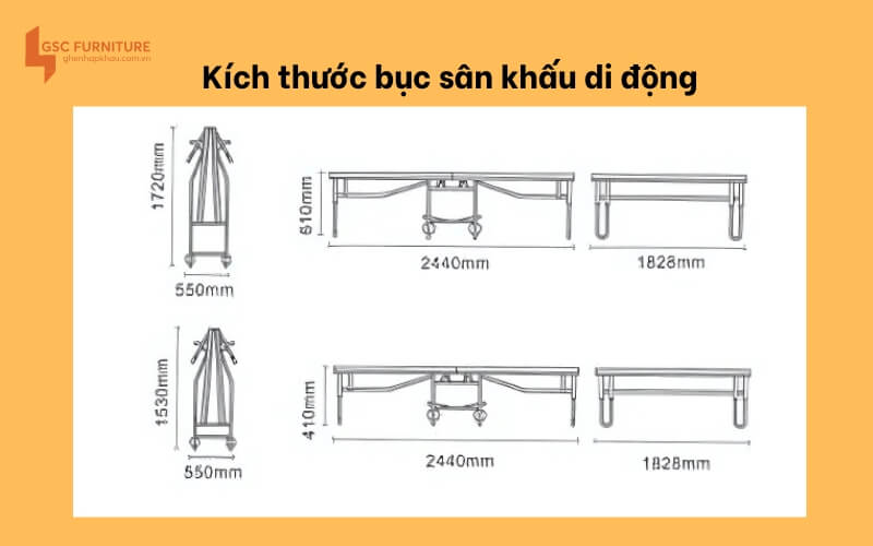 50 Mẫu bục sân khấu di động lắp ghép chất lượng cao 2 Kích thước bục sân khấu di động