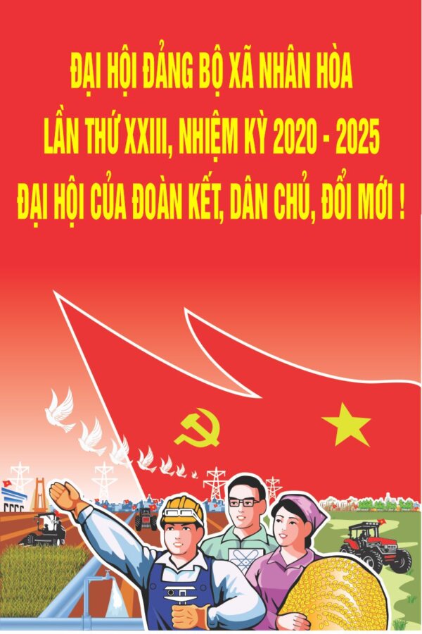 Khẩu hiệu trang trí nhà văn hóa thôn, UBND, mẫu pano đẹp 15 Pano Đại hội Đảng Bộ Xã Nhân Hòa