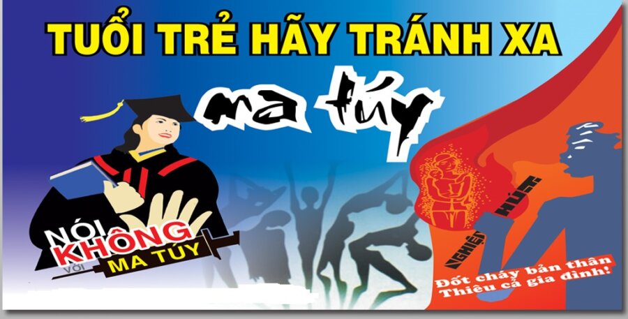 Khẩu hiệu trang trí nhà văn hóa thôn, UBND, mẫu pano đẹp 2 Pano khẩu hiệu phòng chống tệ nạn xã hội treo ở nhà văn hóa, UBND