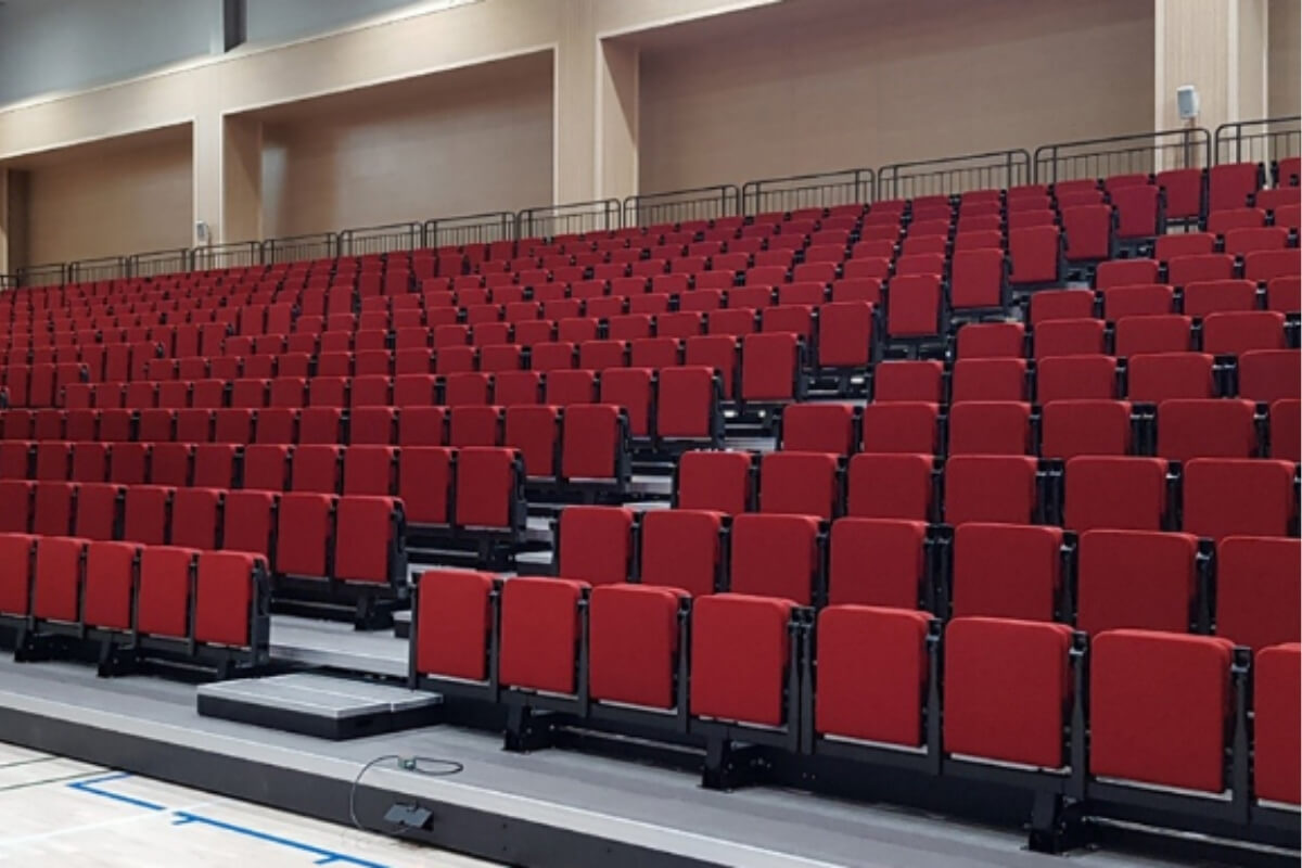 Tìm hiểu về ghế khán đài Telescopic Seating nhập khẩu Hàn Quốc 4 Hình ảnh về chế độ mở rộng của dòng ghế khán đài 2 Type Tip Up