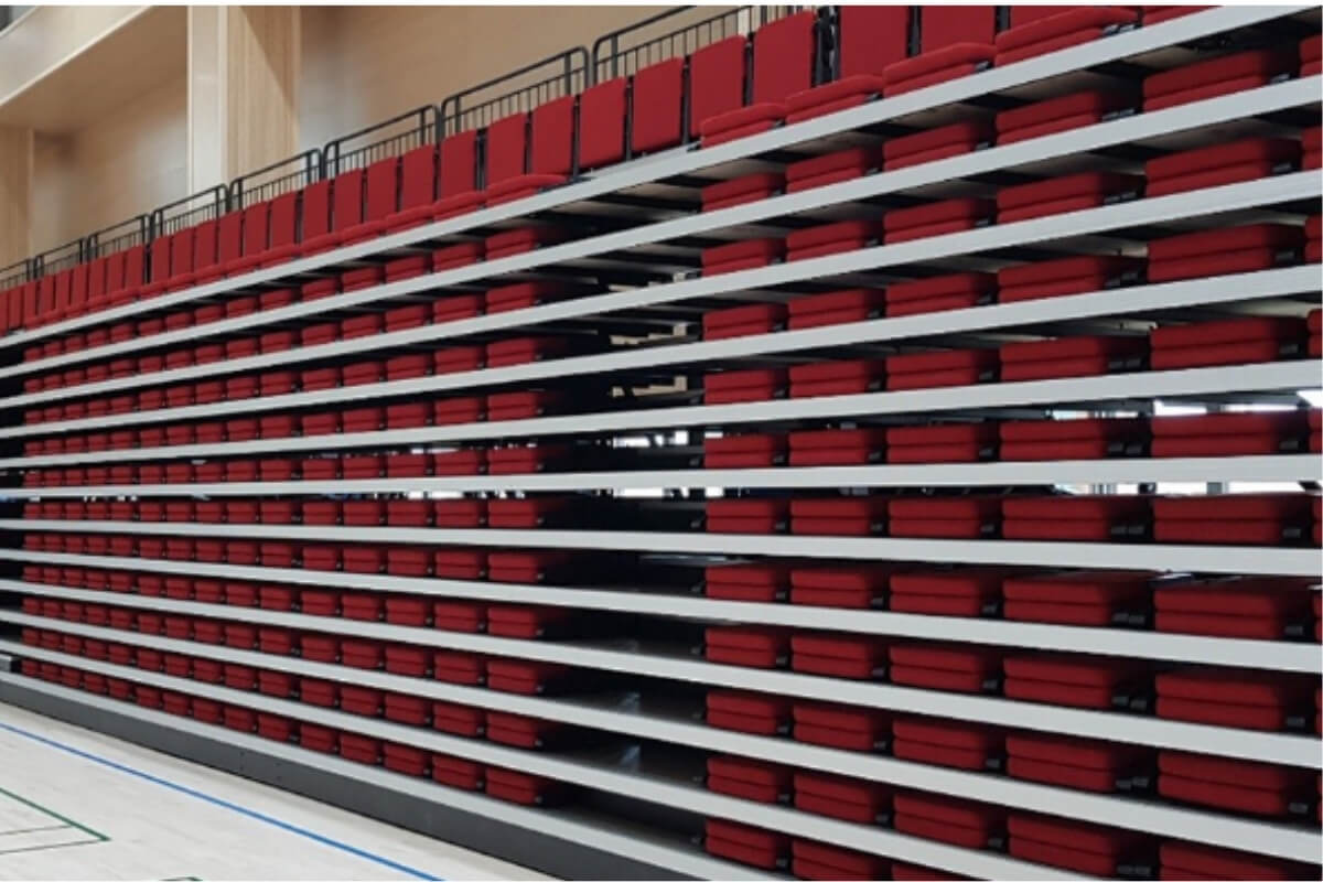 Tìm hiểu về ghế khán đài Telescopic Seating nhập khẩu Hàn Quốc 3 Hình ảnh về chế độ xếp gọn của dòng ghế 2 Type Tip Up