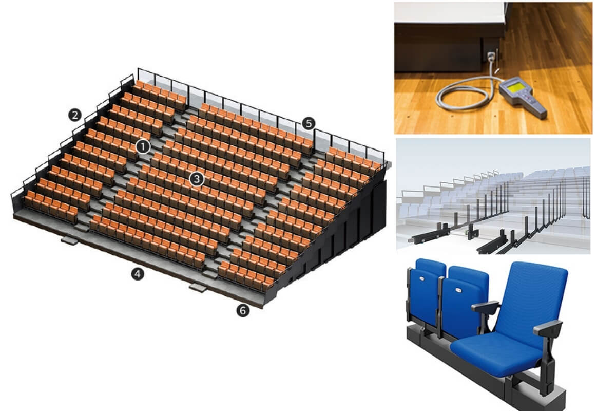 Tìm hiểu hệ thống ghế khán đài đa năng Retractable của Kotobuki Seating 2 Cấu tạo chính của hệ thống ghế khán đài đa năng Retractable