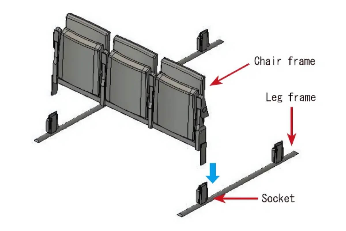 Hệ thống ghế hội trường đa năng Matrix System của Kotobuki Seating 2 Dãy ghế được tách rời và được lắp trên thanh beam