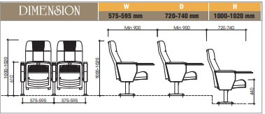 Kích thước bàn ghế hội trường, có bản vẽ kỹ thuật chi tiết 11 Kích thước ghế hội trường EVO6604B