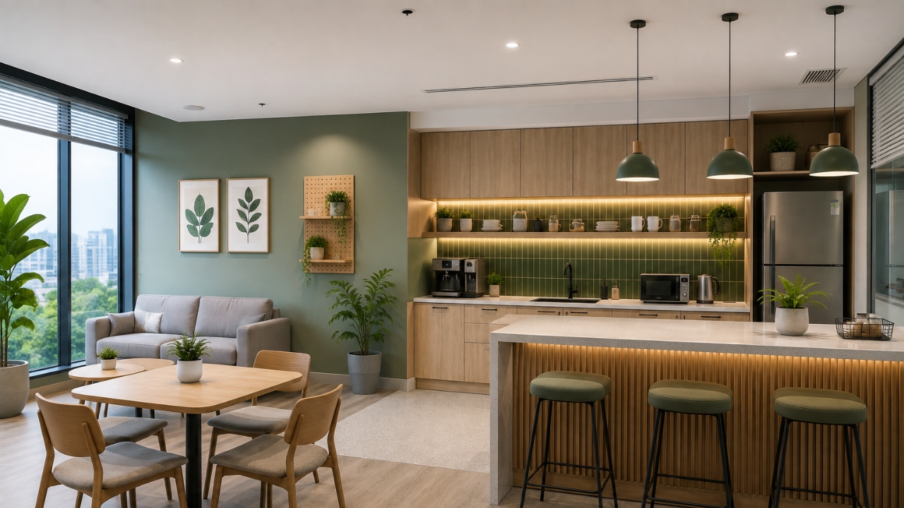 Những Hạng Mục Cần Có Khi Bố Trí Nội Thất Văn Phòng Làm Việc 5 Thiết kế khu vực pantry