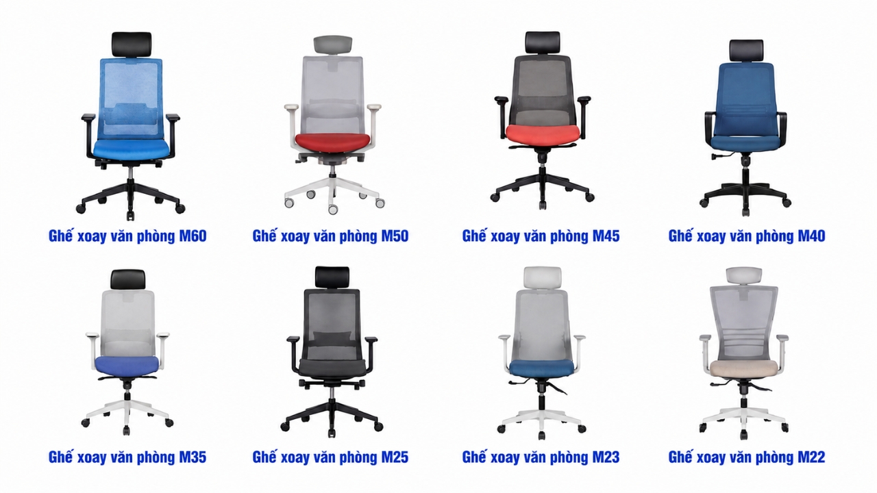 4 Lý Do Ghế Văn Phòng Lưng Lưới Được Ưa Chuộng 1 Một số mẫu ghế lưới văn phòng GSC đang bán
