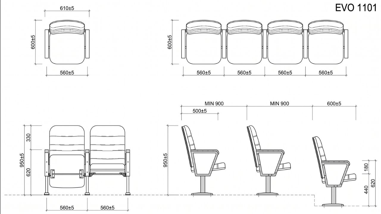Cách Chọn Ghế Hội Trường Cho Trung Tâm Hội Nghị Chuẩn Nhất 2026 3 Bản vẽ thiết kế EVO1101